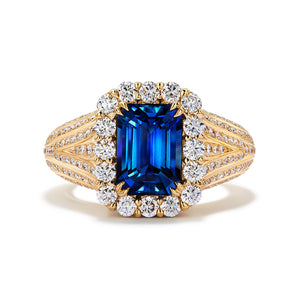 Cobalt Blue Spinel Ring with D Flawless Diamonds set in 18K Yellow Gold