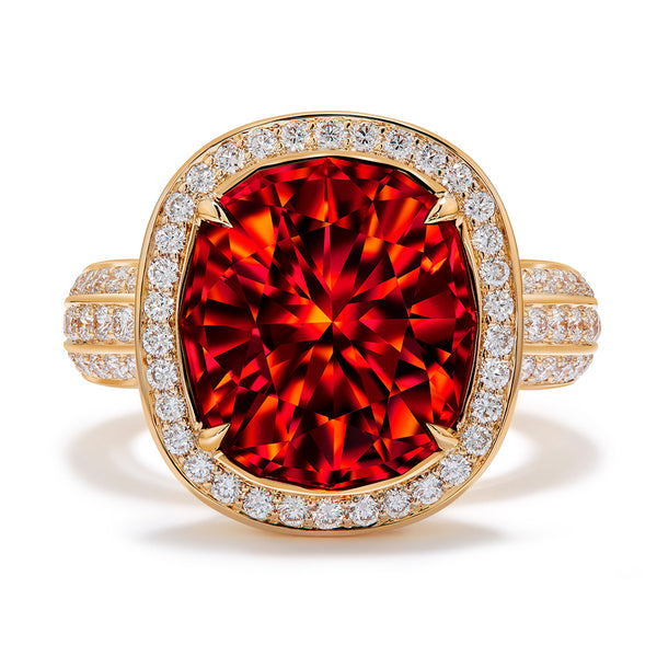 Spessartite Garnet Ring with D Flawless Diamonds set in 18K Yellow Gold