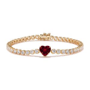 Unheated Vivid Pigeons Blood Ruby Bracelet with D Flawless Diamonds set in 18K Yellow Gold