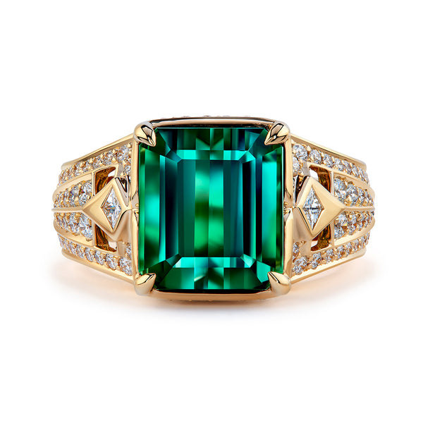Santa Rosa Tourmaline Ring with D Flawless Diamonds set in 18K Yellow Gold