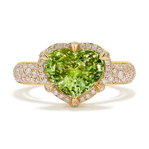 Neon Chrysoberyl Ring with D Flawless Diamonds set in 18K Yellow Gold