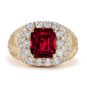 Flawless Burmese Noble Red Spinel Ring with D Flawless Diamonds set in 18K Yellow Gold