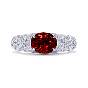 Burmese Vivid Red Spinel Ring with D Flawless Diamonds set in 18K White Gold