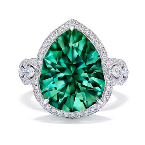 Unheated Paraiba Tourmaline Ring with D Flawless Diamonds set in 18K White Gold