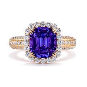 Ceylon Vivid Purple Spinel Ring with D Flawless Diamonds set in 18K Yellow Gold