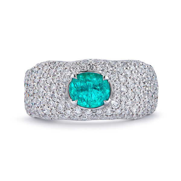Neon Brazilian Paraiba Tourmaline Ring with D Flawless Diamonds set in 18K White Gold