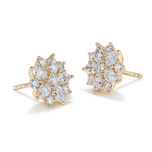 D Flawless Diamond Earrings set in 18K Yellow Gold