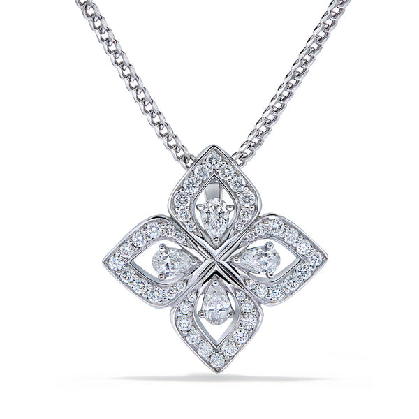 D Flawless Diamond Necklace set in 18K White Gold