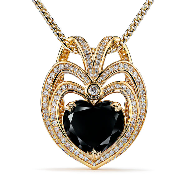 Black Diamond Necklace with D Flawless Diamonds set in 18K Yellow Gold