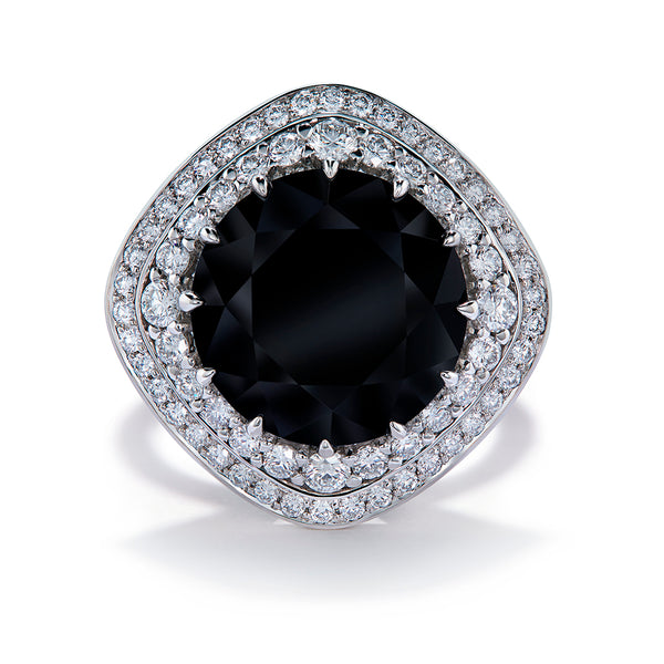 Black Diamond Ring with D Flawless Diamonds set in Platinum