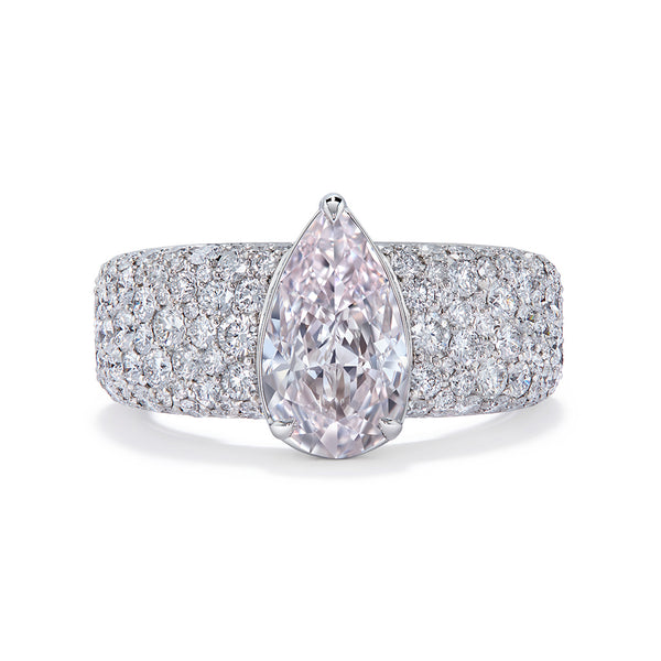 Flawless Argyle Light Pink Diamond Ring with D Flawless Diamonds set in Platinum
