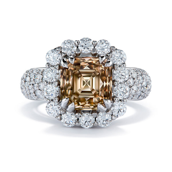 Argyle Asscher Cut Diamond Ring with D Flawless Diamonds set in Platinum